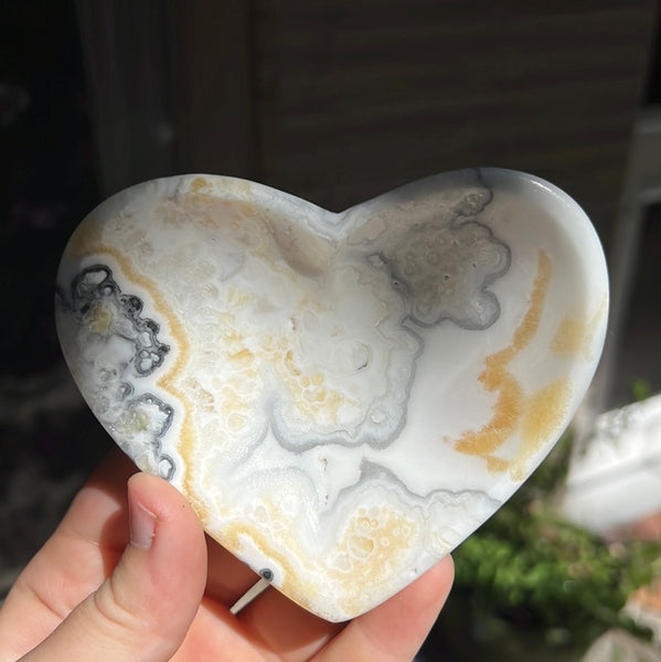 Banded Zebra/Orange Calcite Heart Dish