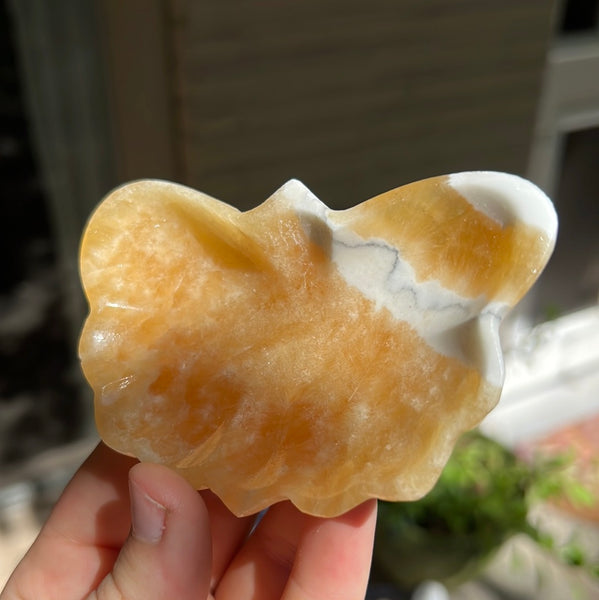 Banded Zebra/Orange Calcite Butterfly Dish