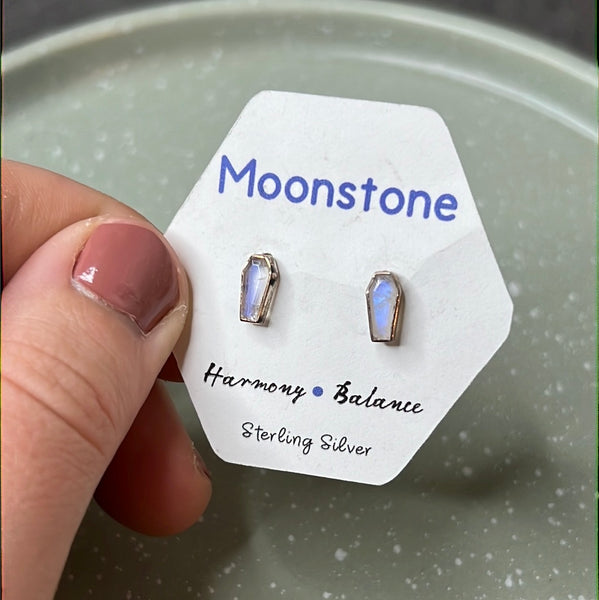 Moonstone Coffin Earring