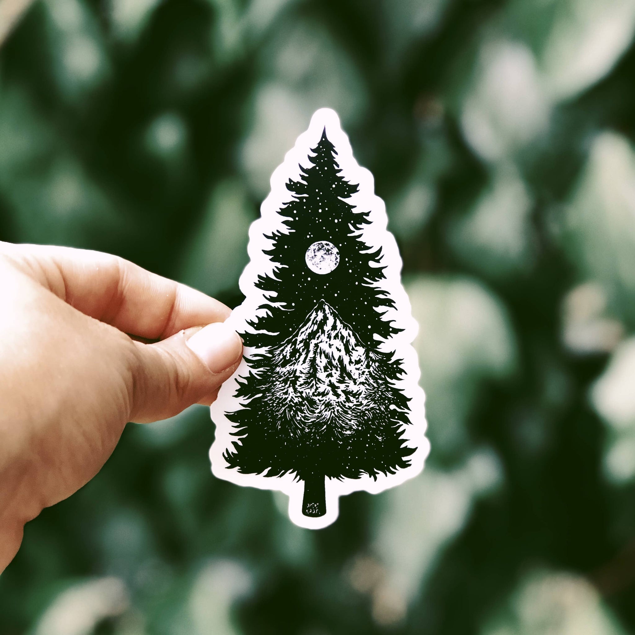 Mountain Tree Silhouette Vinyl Sticker