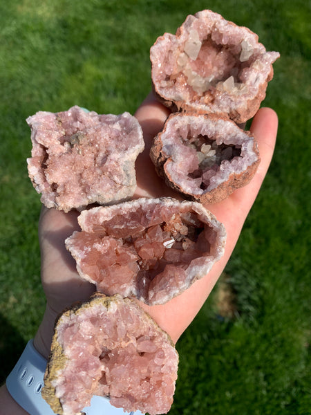 Pink Amethyst Geode with Calcite