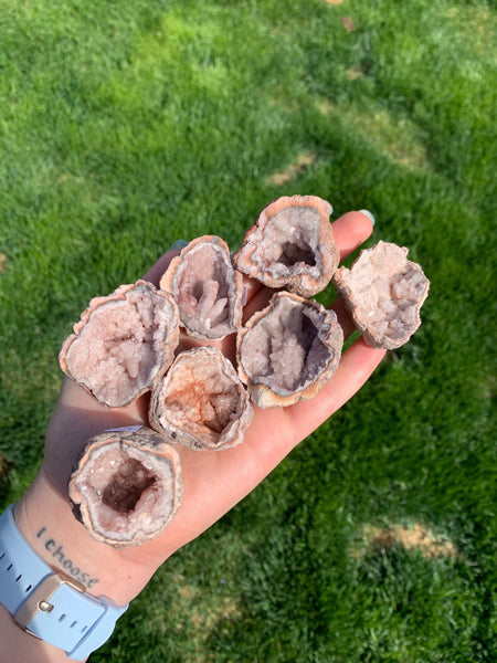 Pink Amethyst Geode with Calcite