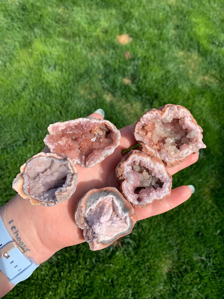 Pink Amethyst Geode with Calcite