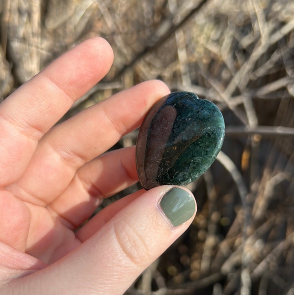 Moss Agate Heart Worrystone