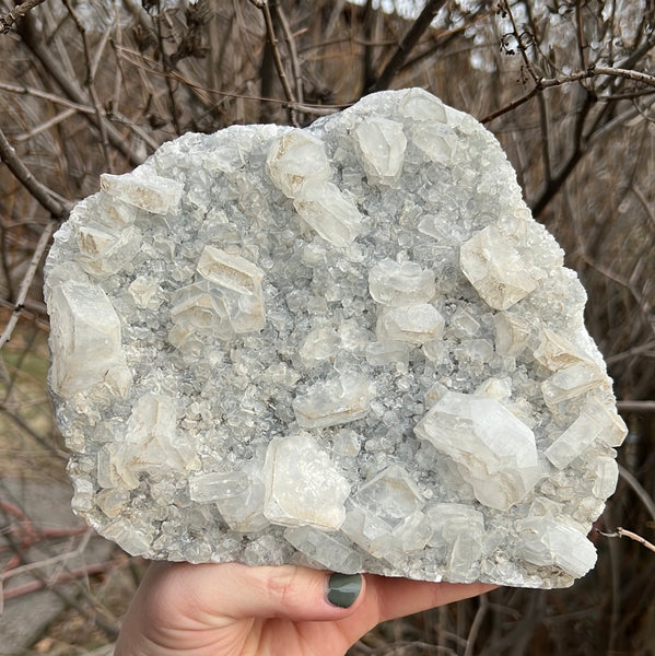 Apophyllite & Black Chalcedony Cluster