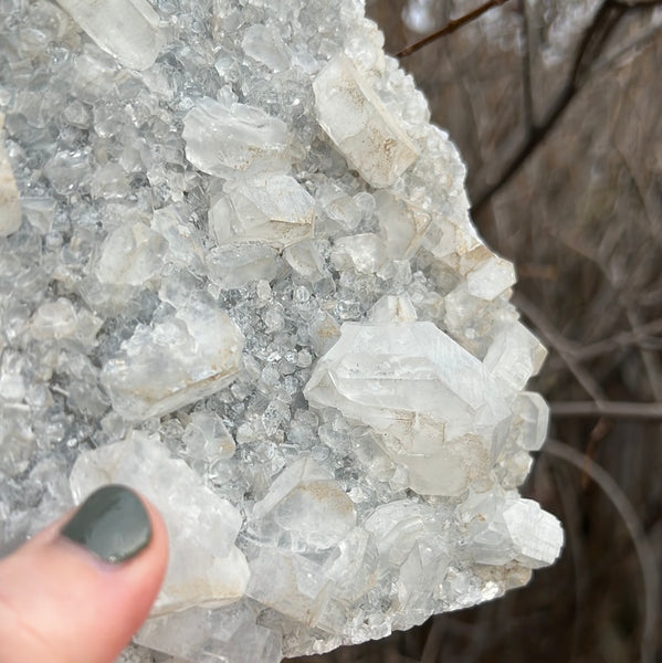 Apophyllite & Black Chalcedony Cluster