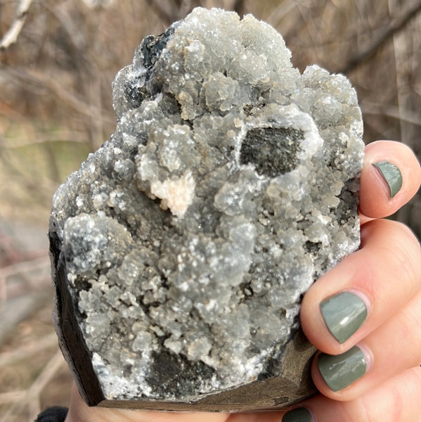 Black Chalcedony with Stilbite Cluster