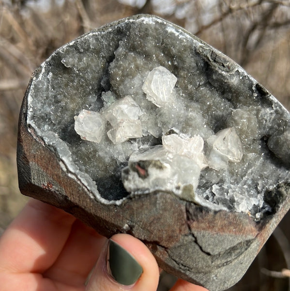 Cut Base Black Chalcedony