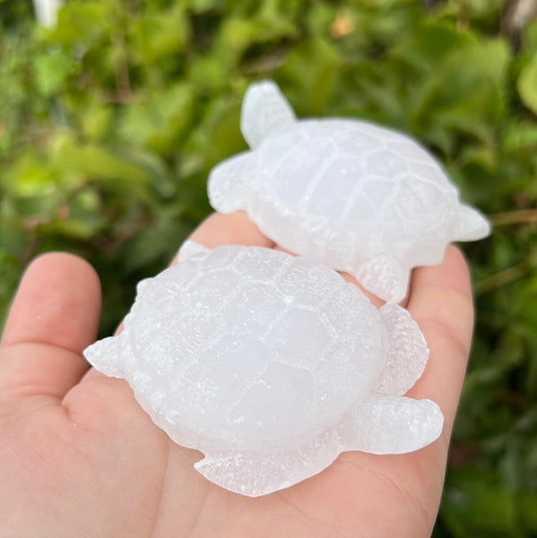 Satin Spar/Selenite Turtle Carving