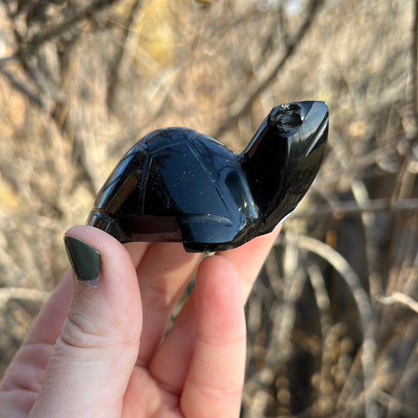 Gold Sheen Obsidian Turtle Carving