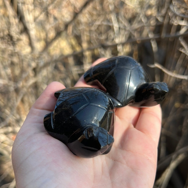 Gold Sheen Obsidian Turtle Carving