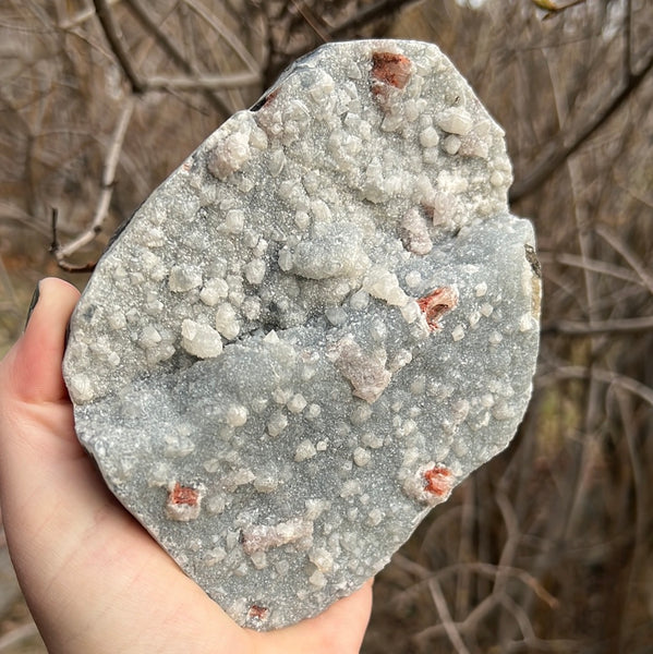 Apophyllite & Black Chalcedony Cluster