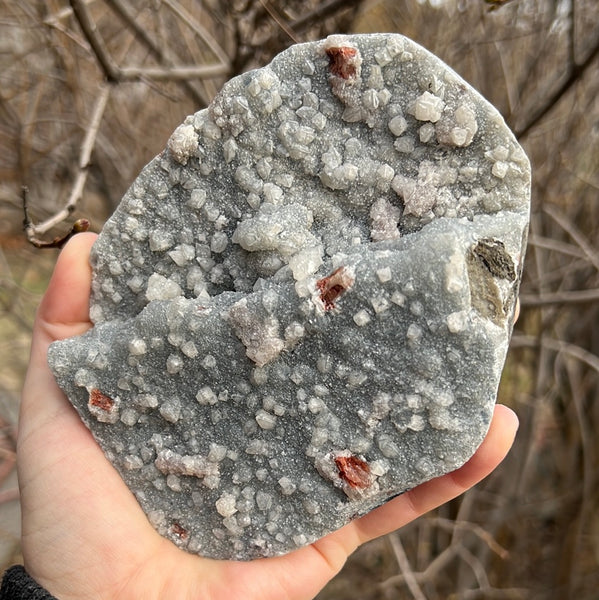 Apophyllite & Black Chalcedony Cluster