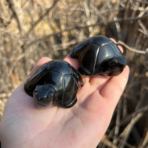 Gold Sheen Obsidian Turtle Carving