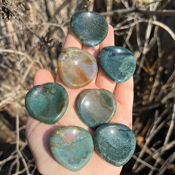 Moss Agate Heart Worrystone