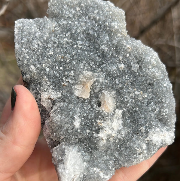 Black Chalcedony with Stilbite Cluster