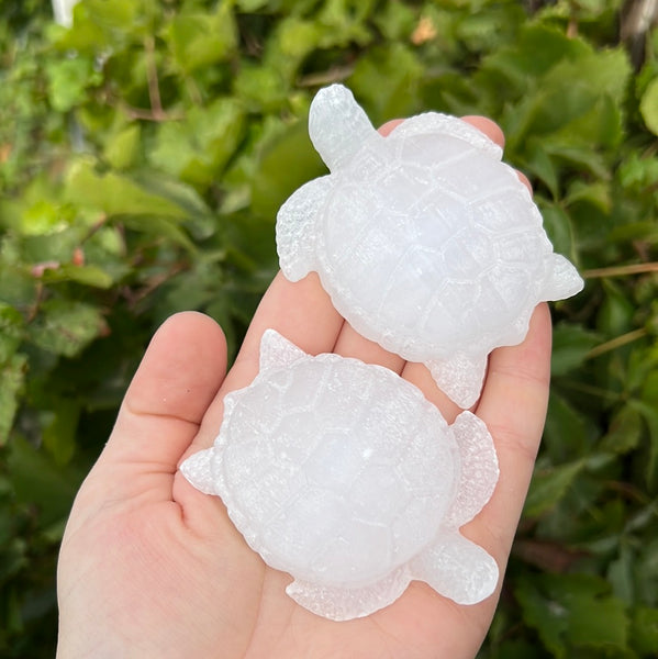 Satin Spar/Selenite Turtle Carving