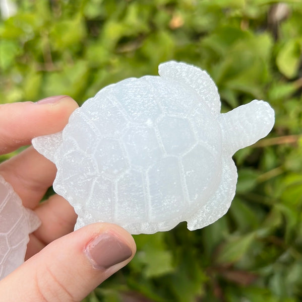 Satin Spar/Selenite Turtle Carving