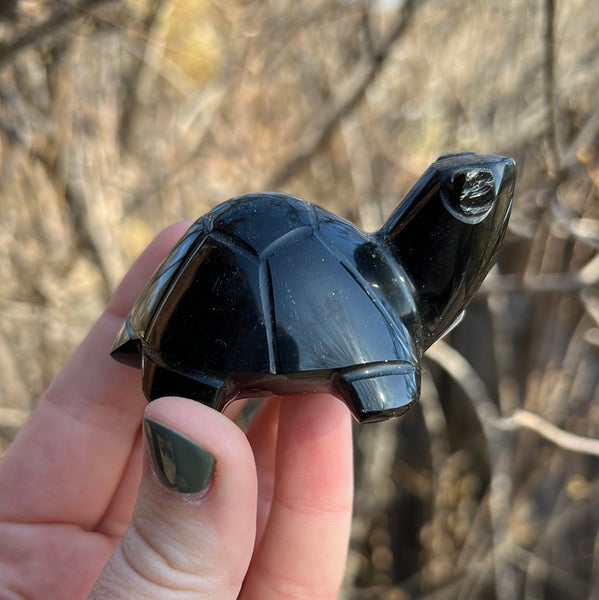 Gold Sheen Obsidian Turtle Carving