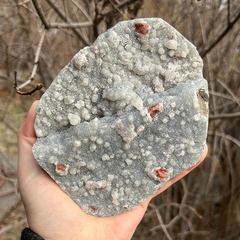 Apophyllite & Black Chalcedony Cluster