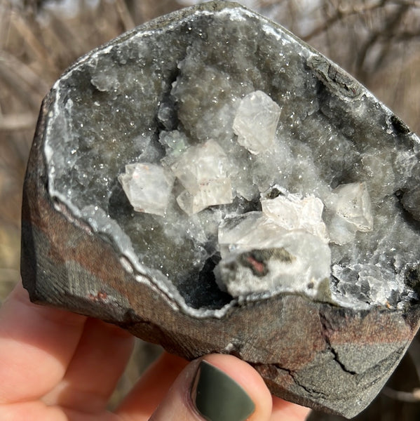 Cut Base Black Chalcedony