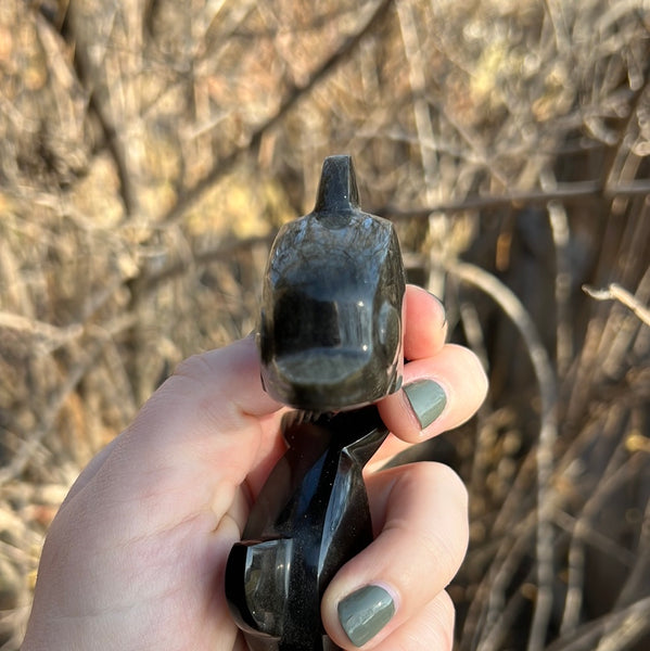 Gold Sheen Obsidian Dolphin Carving