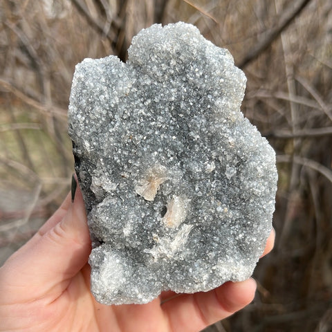 Black Chalcedony with Stilbite Cluster