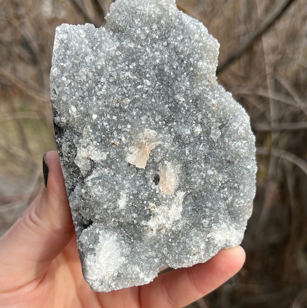 Black Chalcedony with Stilbite Cluster