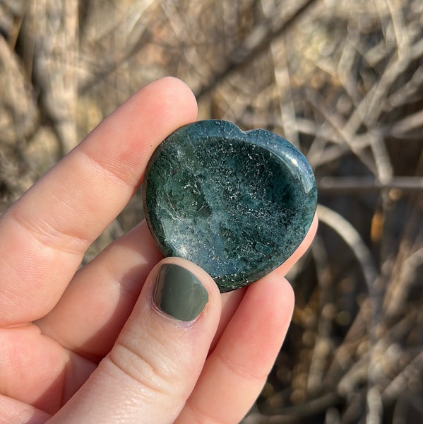 Moss Agate Heart Worrystone