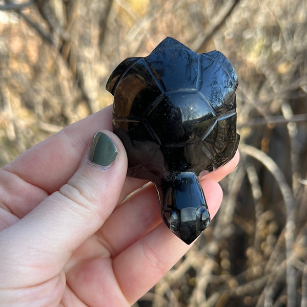 Gold Sheen Obsidian Turtle Carving