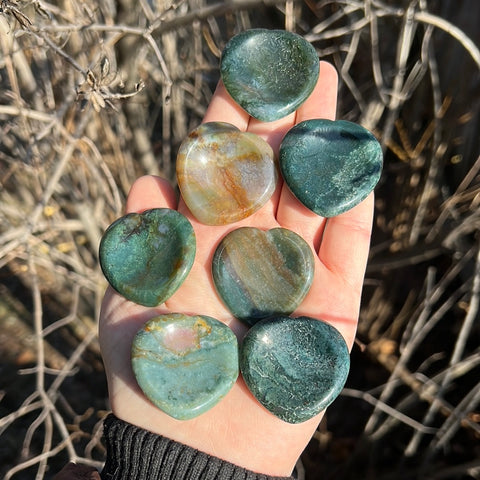 Moss Agate Heart Worrystone