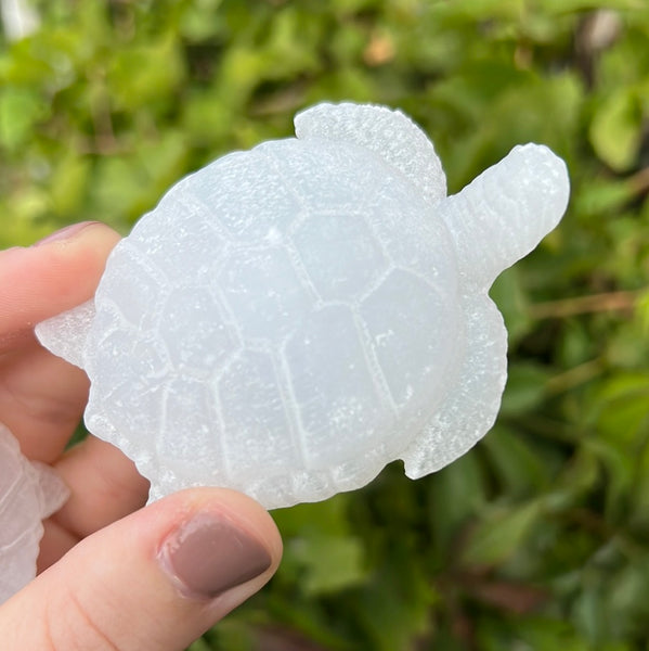 Satin Spar/Selenite Turtle Carving