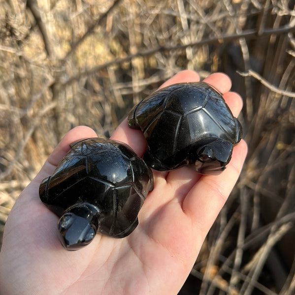 Gold Sheen Obsidian Turtle Carving