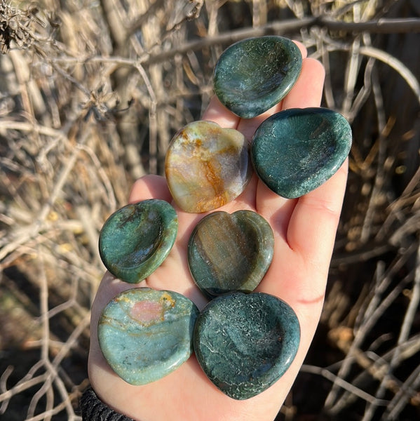 Moss Agate Heart Worrystone