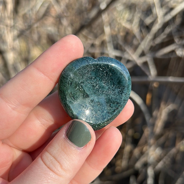 Moss Agate Heart Worrystone