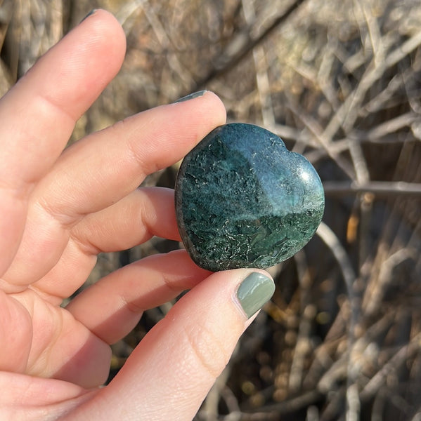 Moss Agate Heart Worrystone