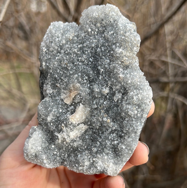 Black Chalcedony with Stilbite Cluster