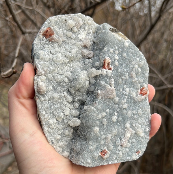 Apophyllite & Black Chalcedony Cluster