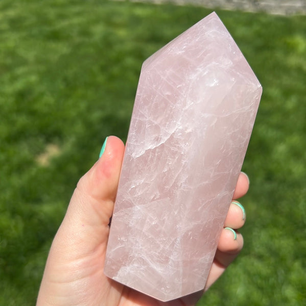 XL Rose Quartz Tower - A